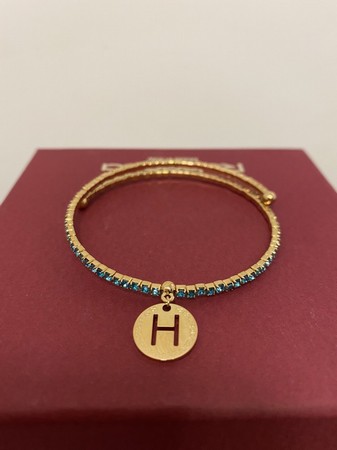 Rebecca Paraiba Gold H Bangle with Blue CZ